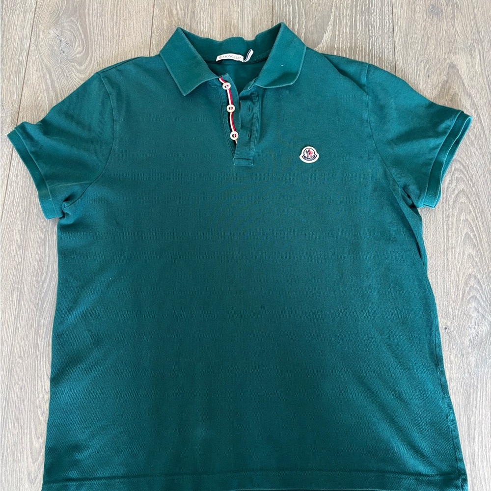 Moncler Green Polo Shirt Classic Piqué Style